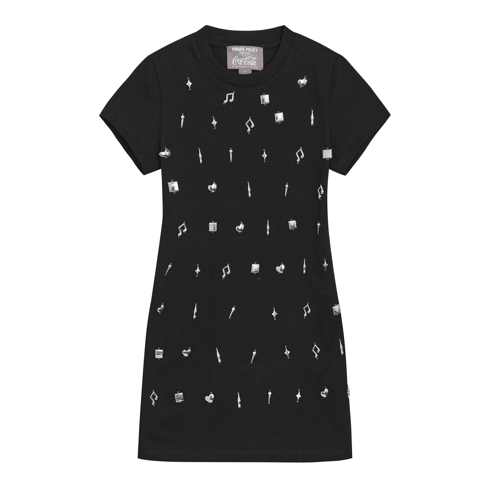 K-Wave Silver Charm T-Shirt Dress - Black