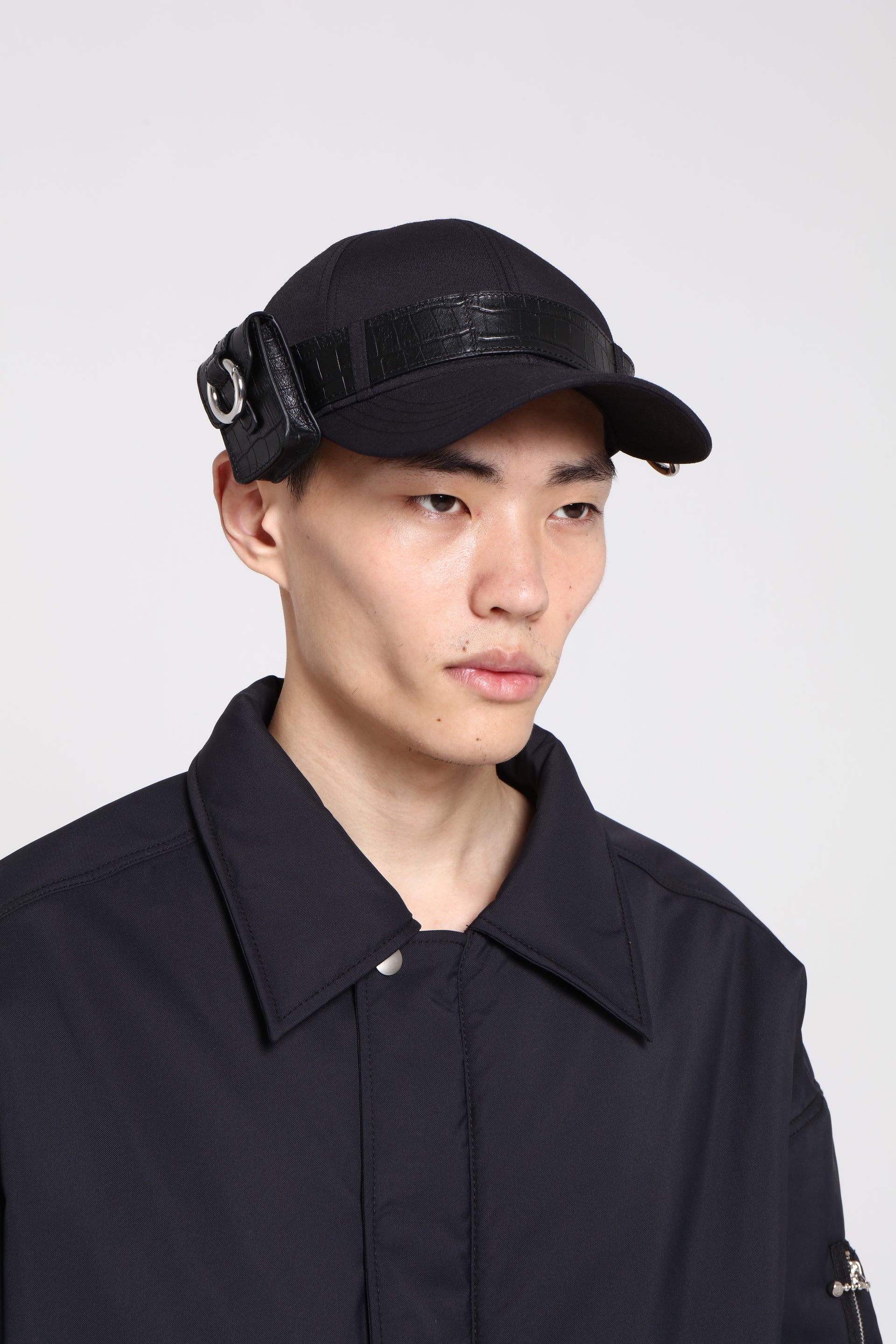 Mini Leather Bag Cap - Black