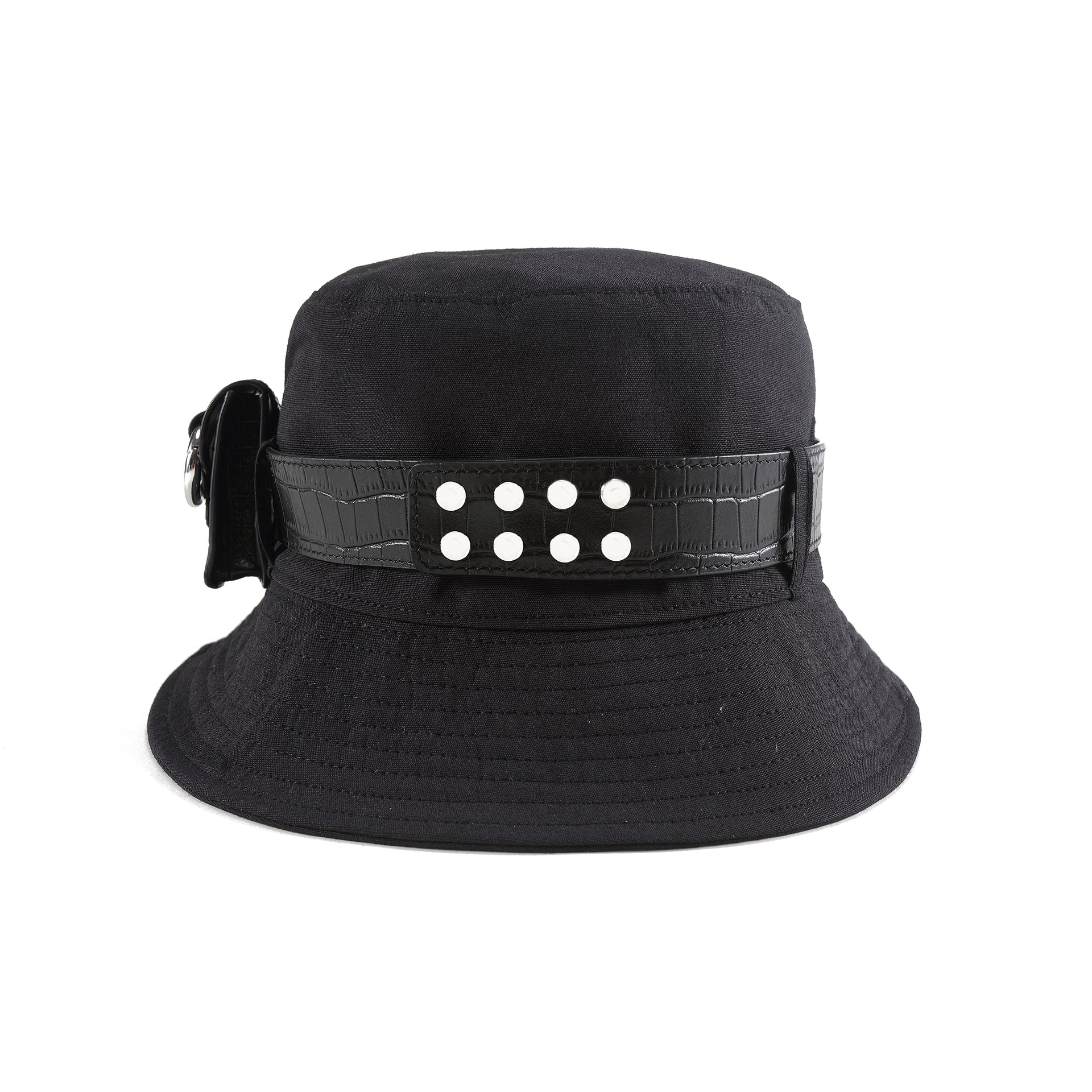 Mini Leather Bag Bucket Hat - Black