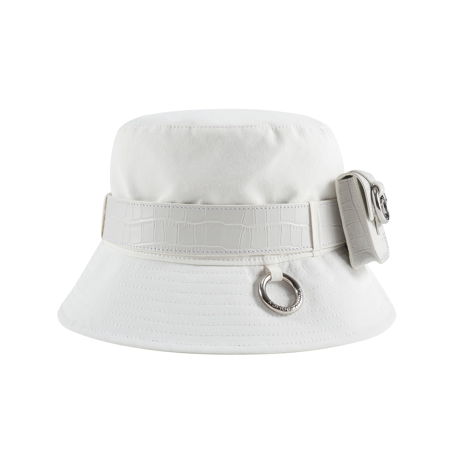 Mini Leather Bag Bucket Hat - White