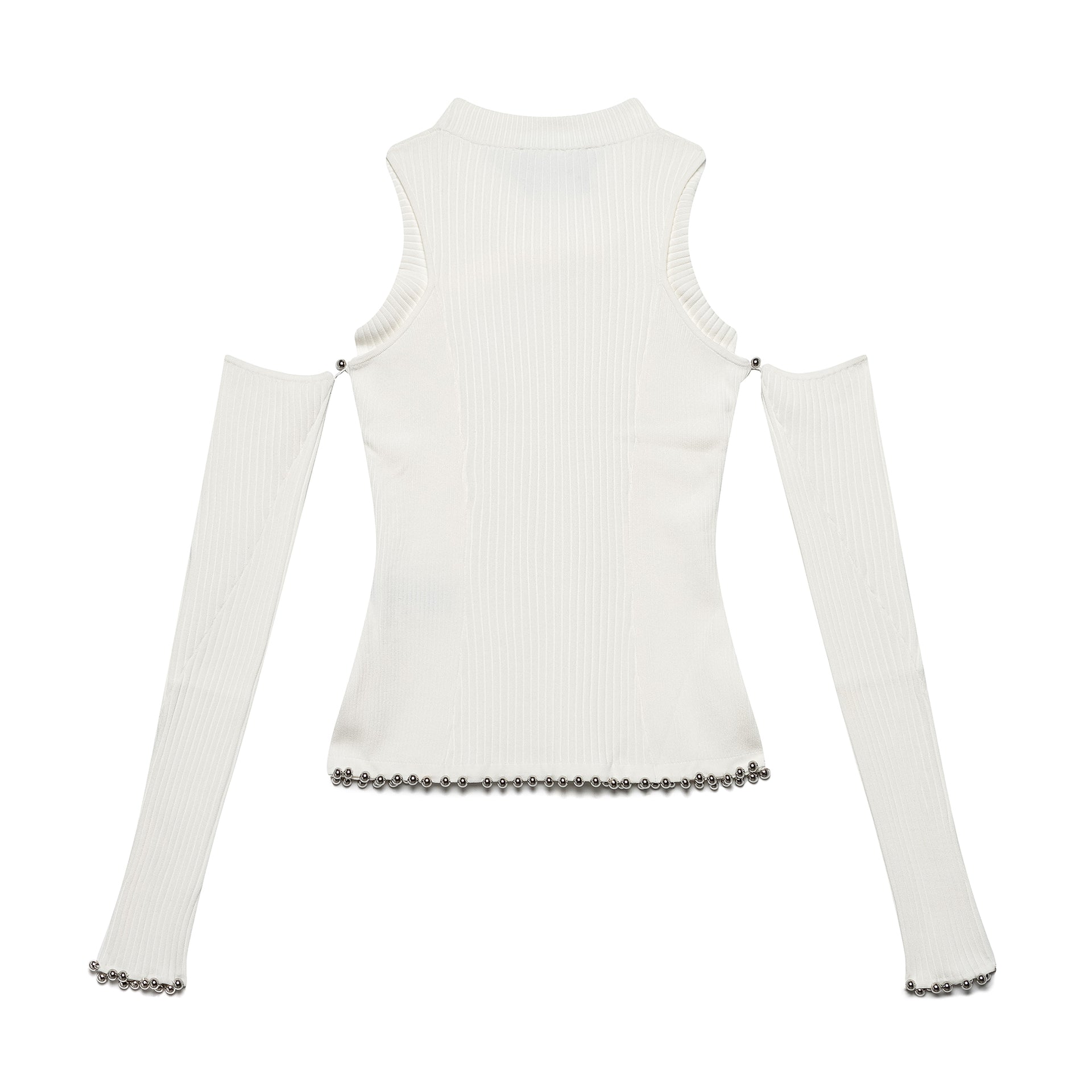 Twist Knit Top w/ Glove Sleeves - White