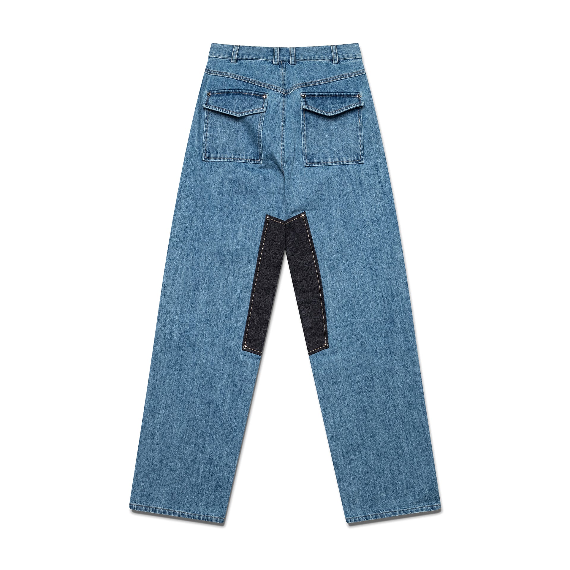 Washed Panel Jeans - Blue