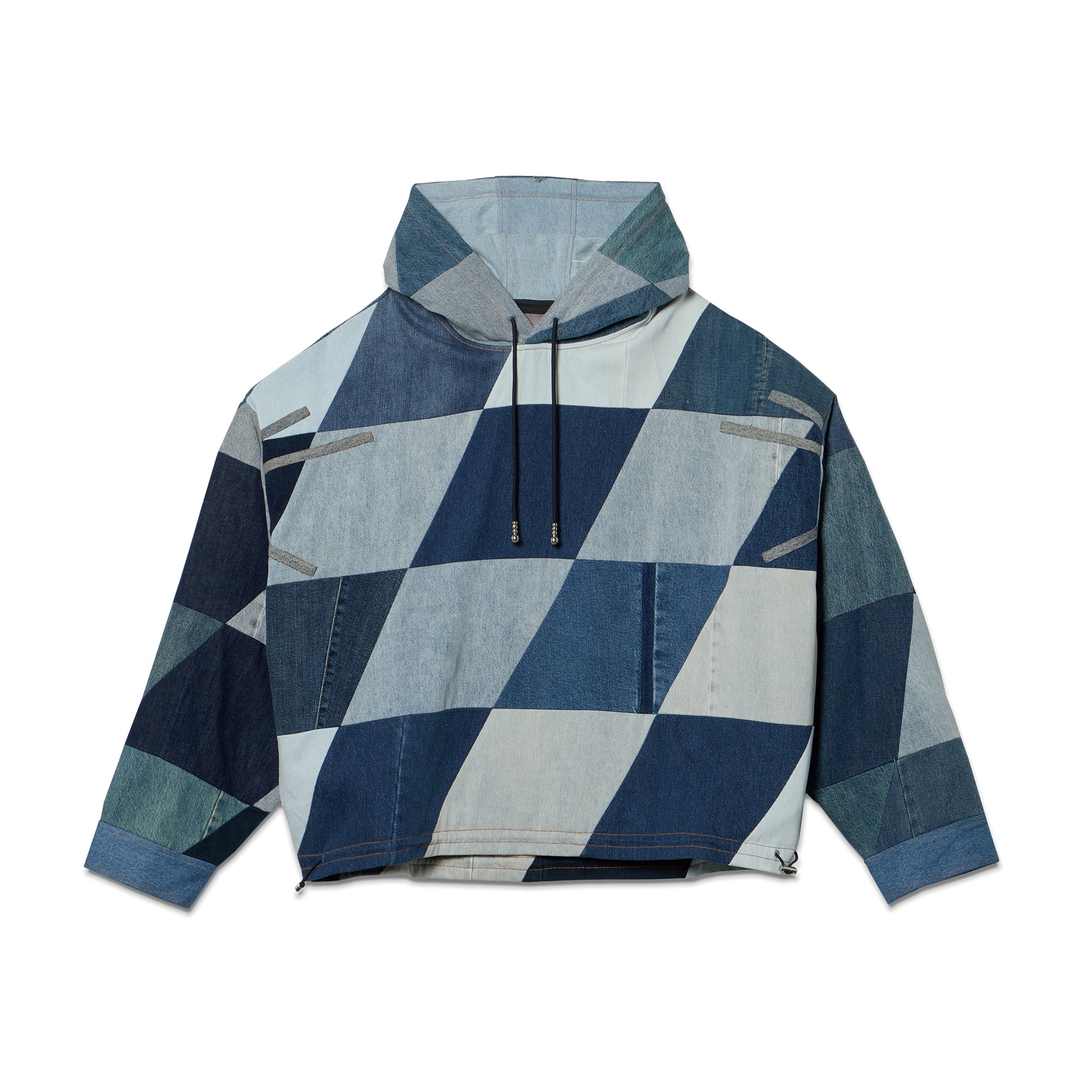 PXL Checker Denim Popover Top - Blue