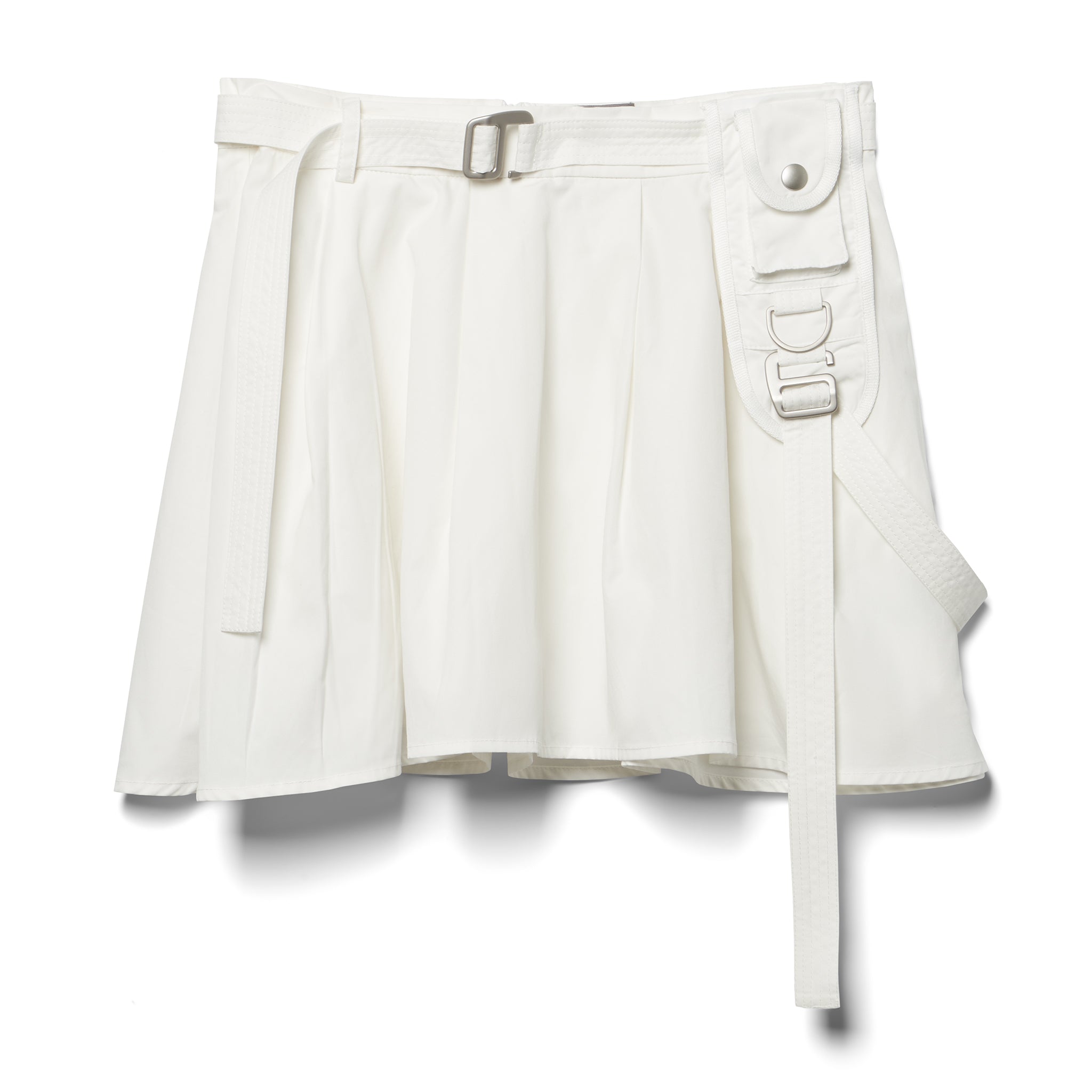 White mini skirt outlet with belt