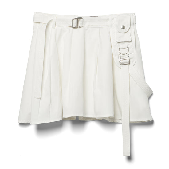 PLEATED MINI SKIRT WITH HARNESS STRAP - White