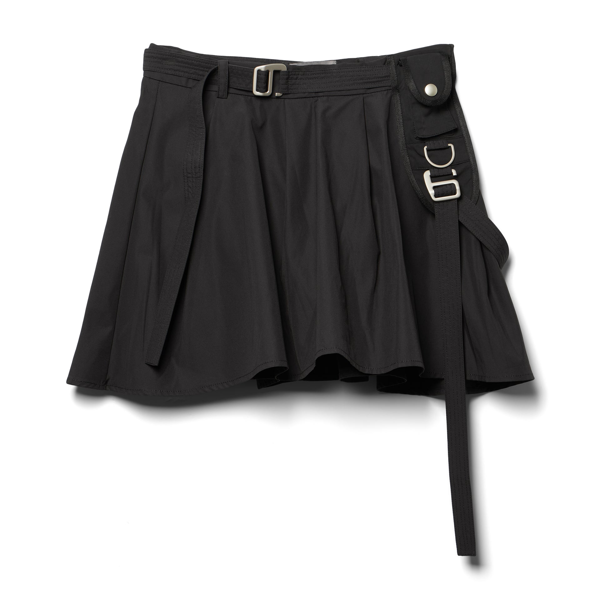 PLEATED MINI SKIRT WITH HARNESS STRAP - Black