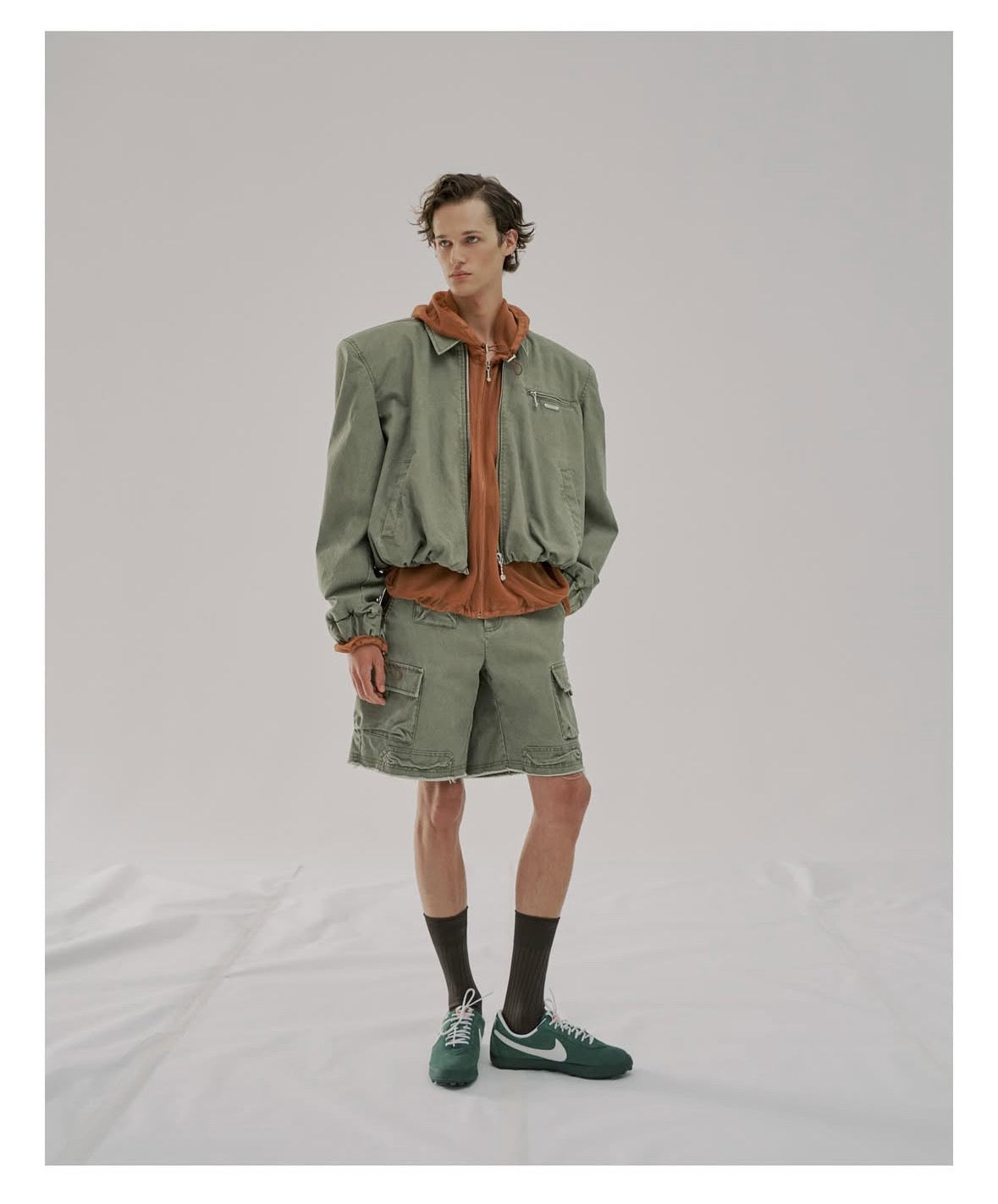 CROPPED POWER SHOULDER WORKWEAR JACKET