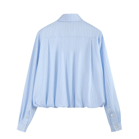 BUBBLE HEM CROPPED SHIRT