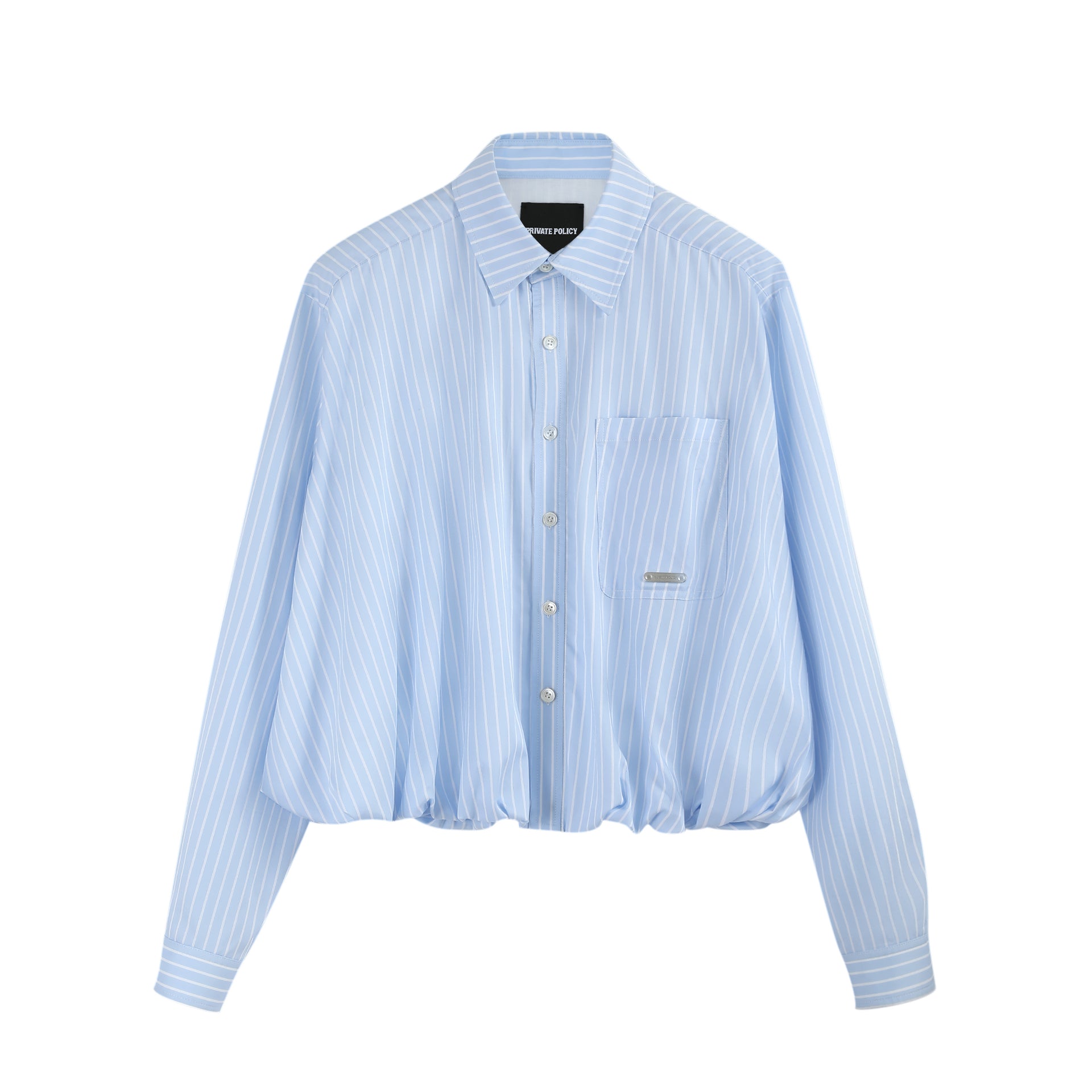 BUBBLE HEM CROPPED SHIRT