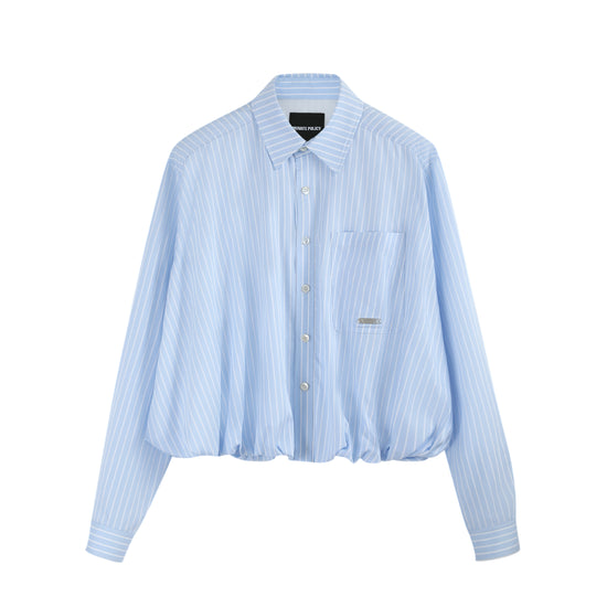 BUBBLE HEM CROPPED SHIRT