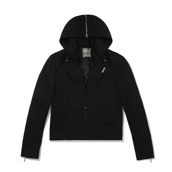 Varsity Hoodie Suit Jacket - Black