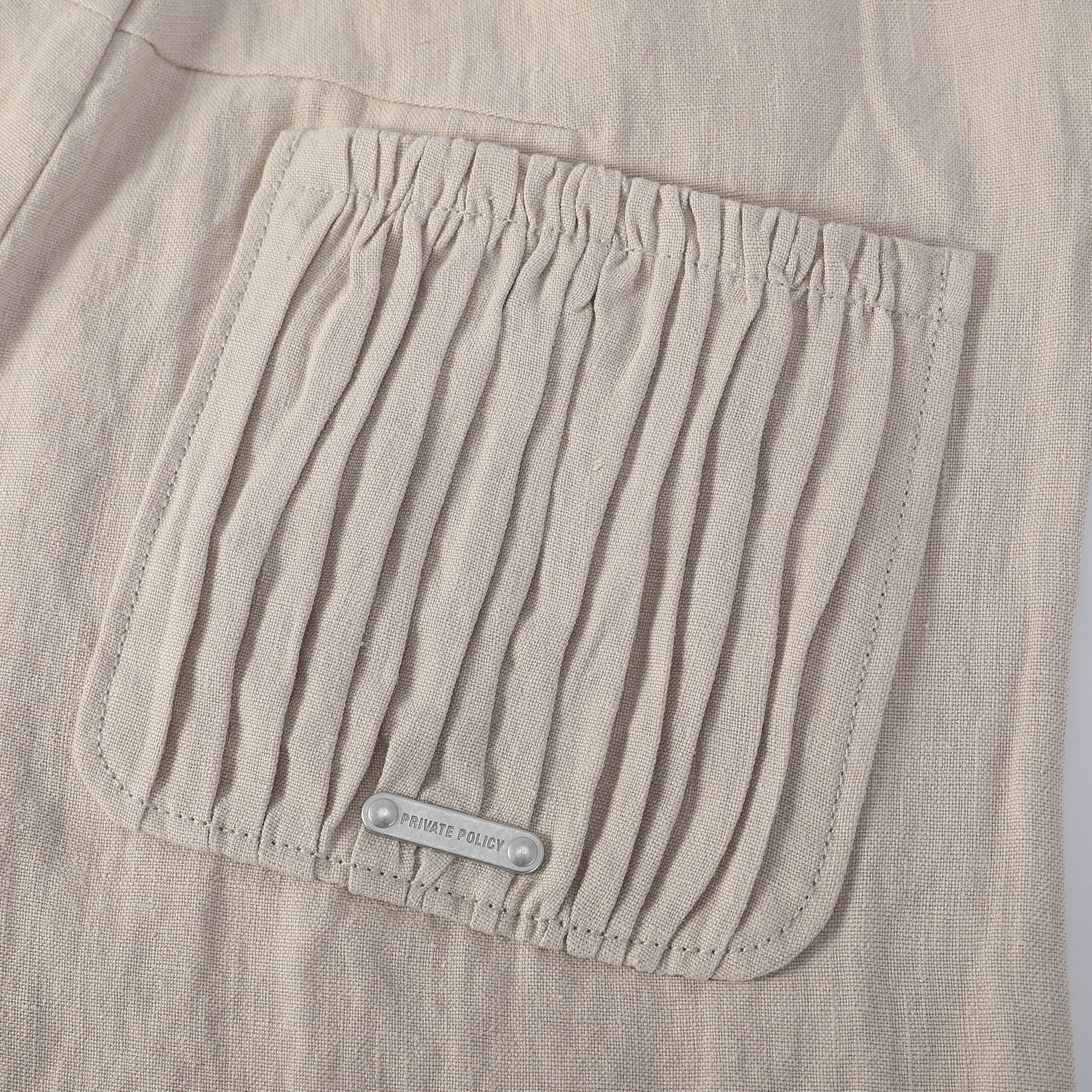 RUCHED POCKET CROPPED SUMMER SUIT TROUSERS