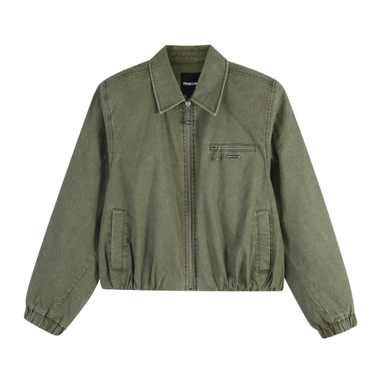 CROPPED POWER SHOULDER WORKWEAR JACKET
