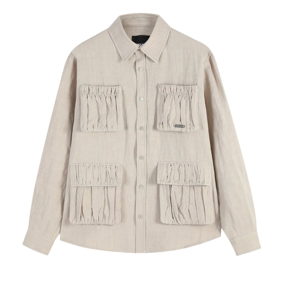 RUCHED POCKET WORK SHIRT