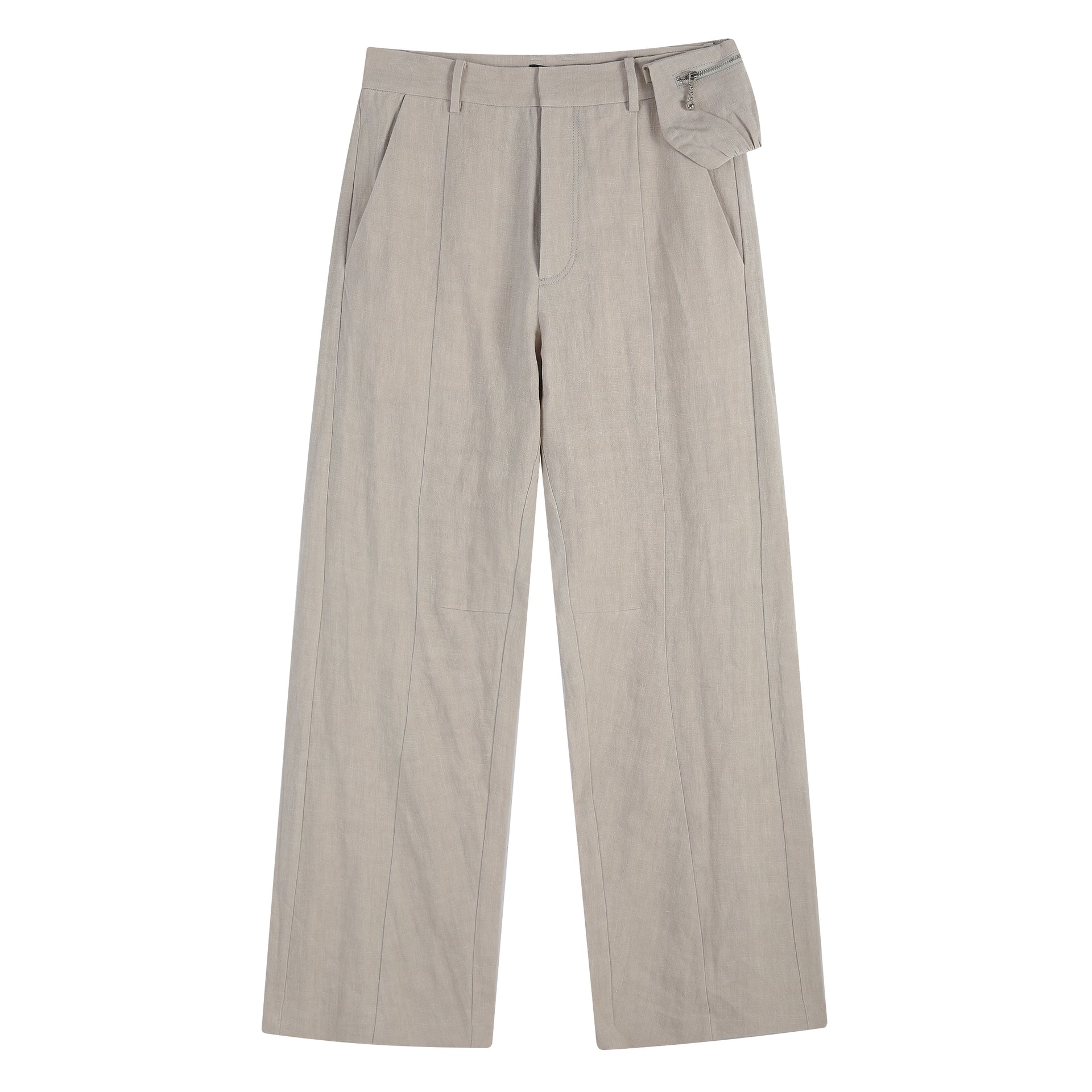 RUCHED POCKET CROPPED SUMMER SUIT TROUSERS