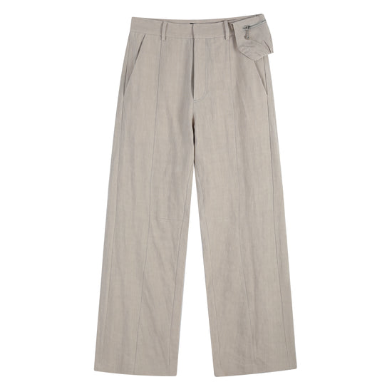 RUCHED POCKET CROPPED SUMMER SUIT TROUSERS