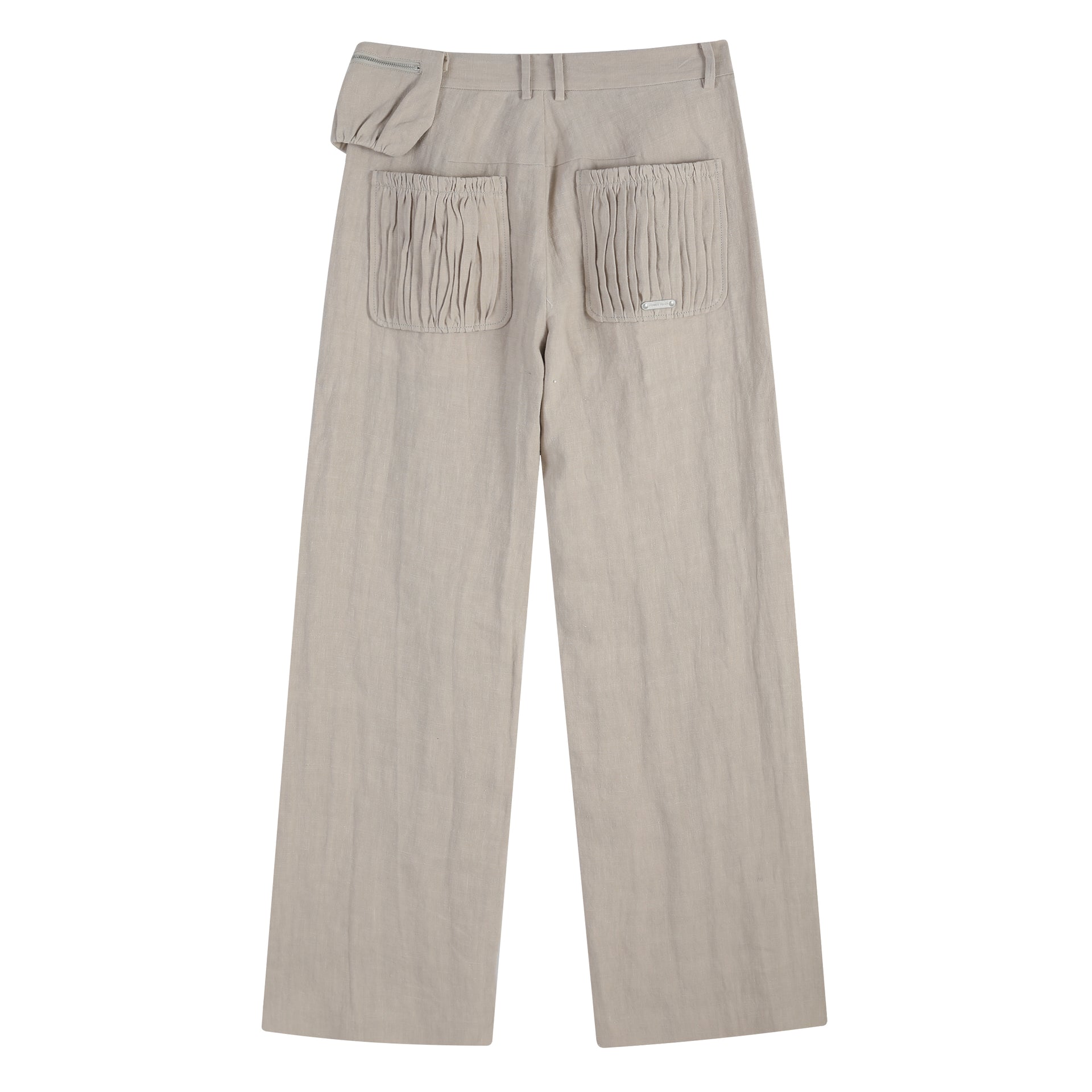 RUCHED POCKET CROPPED SUMMER SUIT TROUSERS