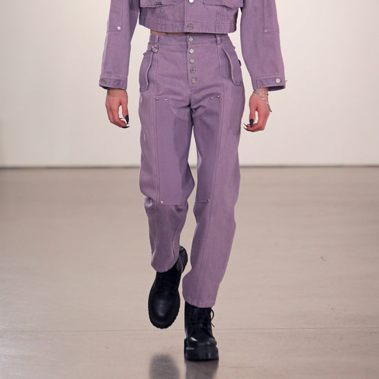 Washed Panel Jeans - Purple