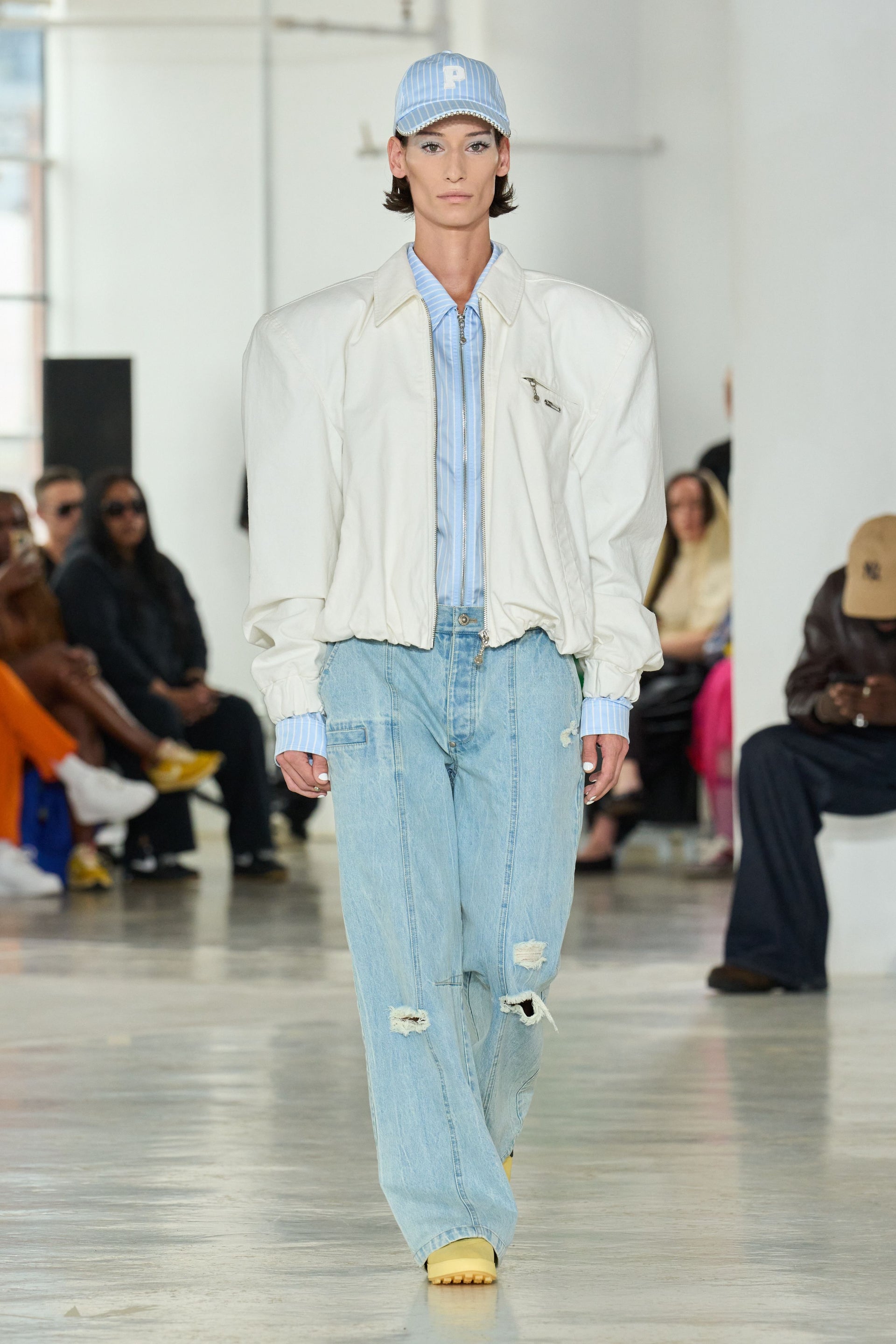 CROPPED POWER SHOULDER WORKWEAR JACKET