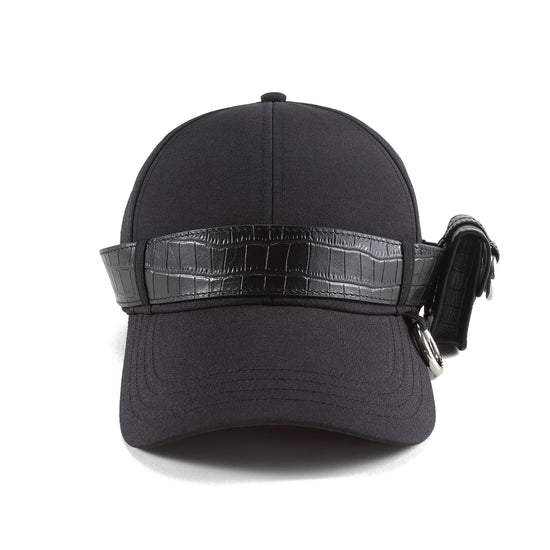 Mini Leather Bag Cap - Black