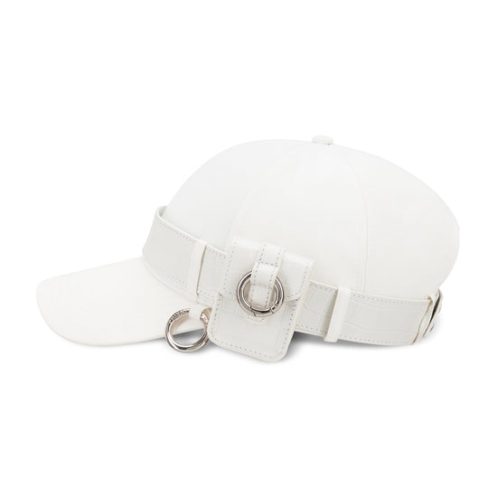 Mini Leather Bag Cap - White
