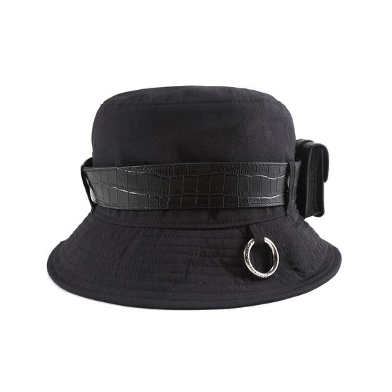 Mini Leather Bag Bucket Hat - Black