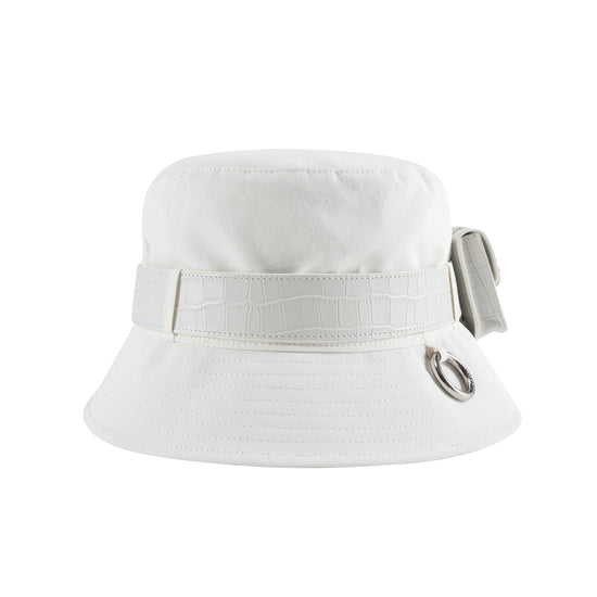 Mini Leather Bag Bucket Hat - White