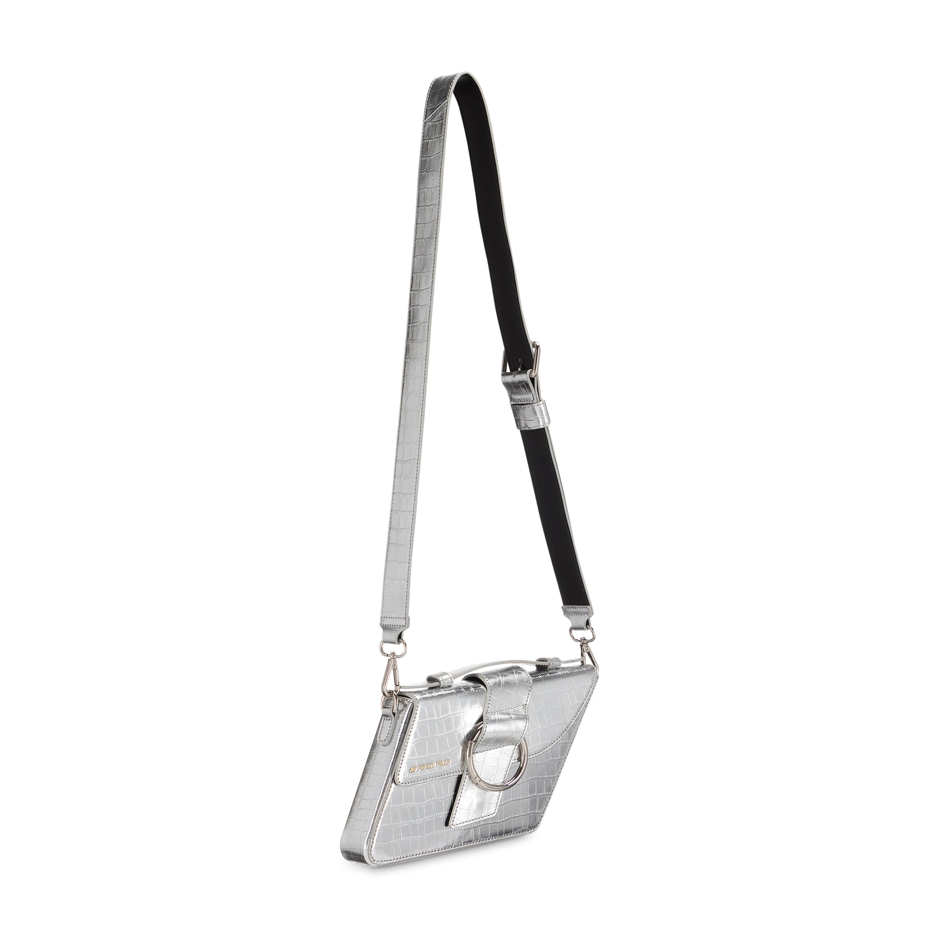 Mini Saddle Bag Silver Chain Strap Flap Shoulder Bag, Silver