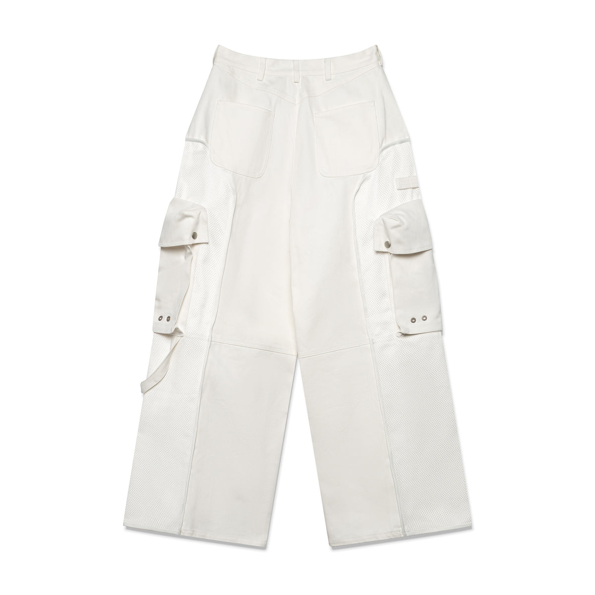 Mesh Combo Cargo Baggie Jeans - White - PRIVATE POLICY